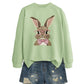 Brown Rabbit Bow Round Neck Sports Sweater