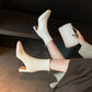 Cowhide French Style High Heel Boots Women