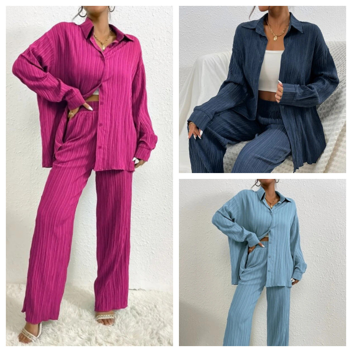 Cardigan largo con colletto a camicia da donna, abito a maniche lunghe