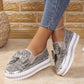 Mocassini con plateau e strass taglie forti da donna