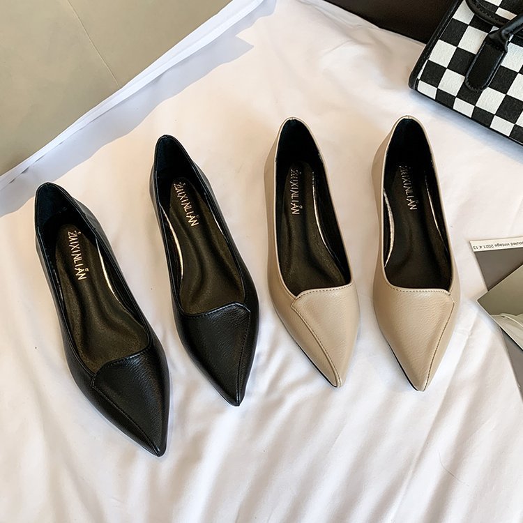 Scarpe con tacco basso da donna con bocca bassa e personalità alla moda