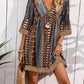 V-neck Printed Casual Loose Dress