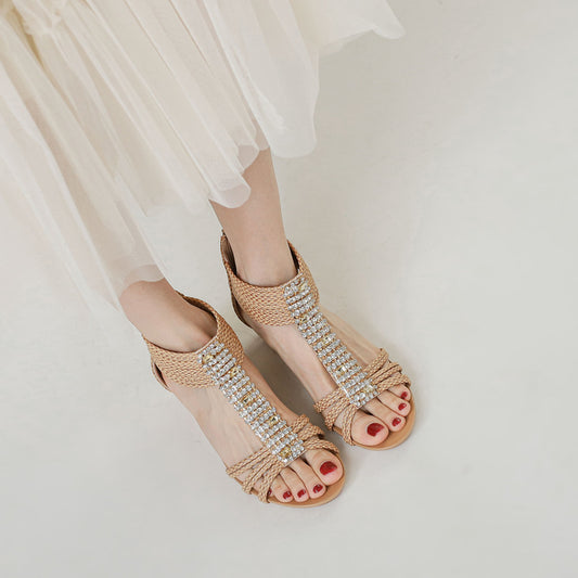 Damen Sommer Sandalen Strass Rutschfest