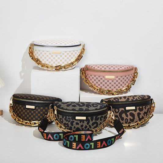 Borsa a tracolla alla moda da donna, borsa a tracolla con stampa leopardata