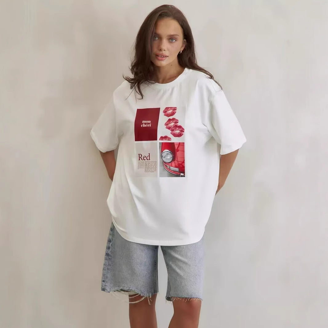 Lockeres, All-Match-Oberteil mit Cross-Border-Print