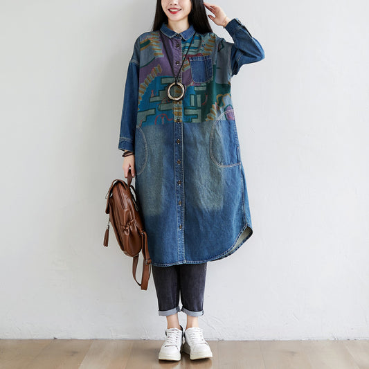 Damen Fashion Wash Vintage Jeansjacke