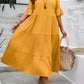 V-neck Stitching Multicolor Long Large Hem Plus Size Dress