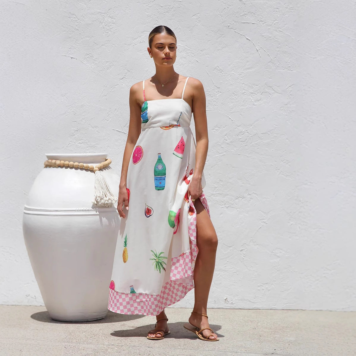 Casual Sling Vacation Style Large Swing Dress