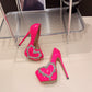 Wasserdichte High Heels mit Plateau und Strasssteinen