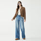 Damen High-Waist Wischhose Schmale Version Gerade All-Match Weites Bein