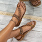 Bohemian Thong Sandals Summer Fashion Flowers Flat Beach Shoes For Women