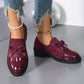 Damen-Loafer mit Schleife und klobigem Absatz und einem Pedal