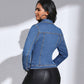 Giacca in denim con tasca a revers a manica lunga