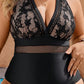 Black Lace Pattern One Piece Swimsuit