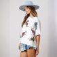 Maglietta casual ampia con paillettes tigre