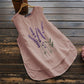 Gilet casual da donna in cotone e lino, senza maniche, con scollo a giro, ricamato estivo