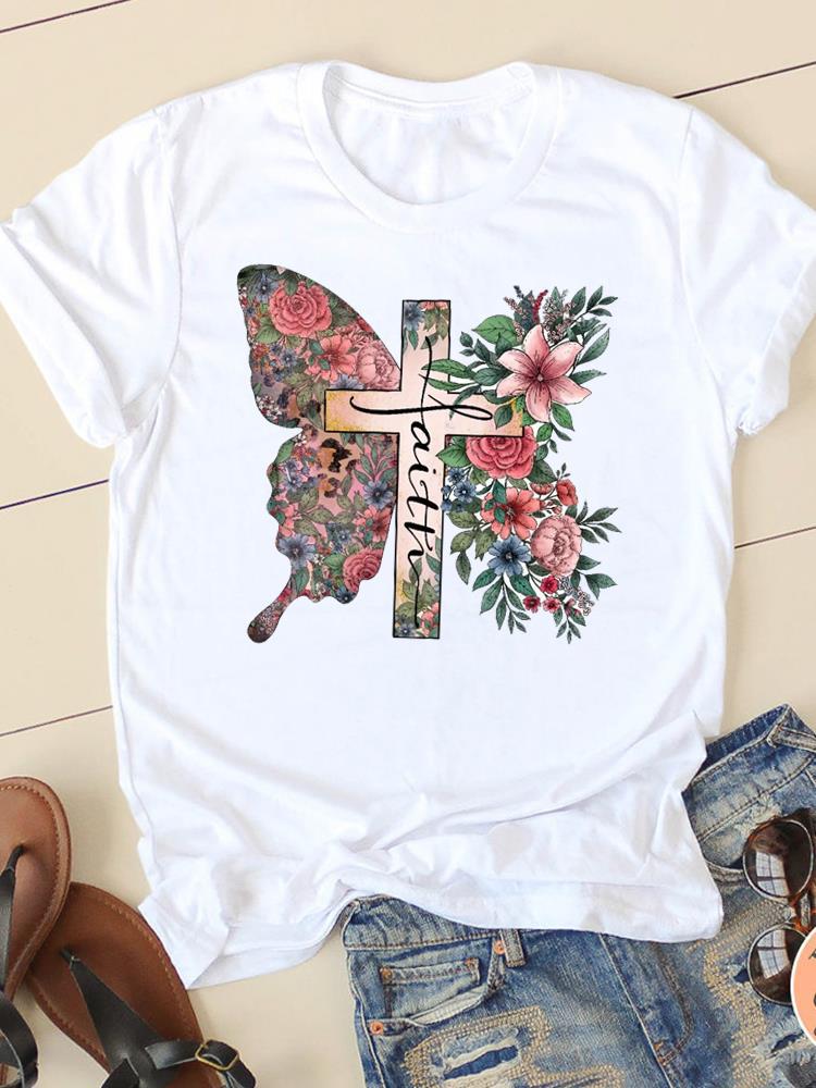 Stile lettera carino dolce manica corta moda donna stampa