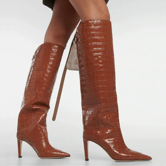 Scarpe da donna Stivali alti con punta affilata e stiletto