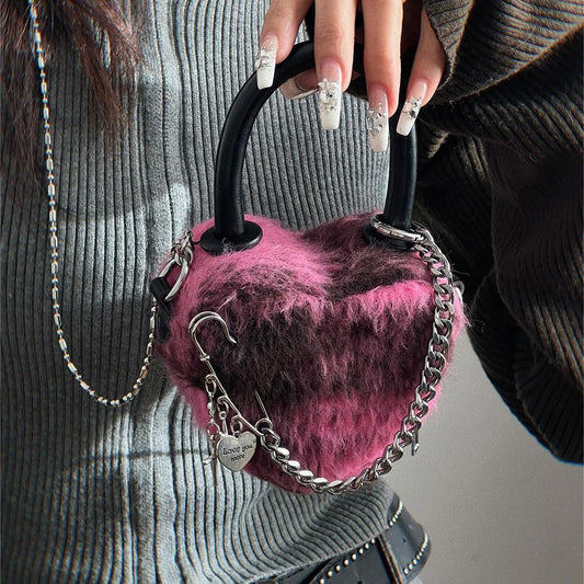 Woolen Plaid Hot Girl Y2g Liebe Mini Kette Tasche Mode