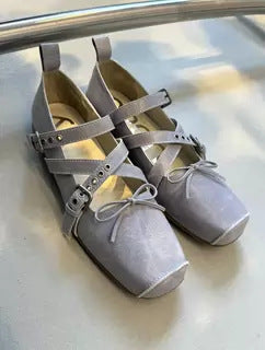 Pig Nose Mary Jane Shoes Retro Square Head Ballet Shoes