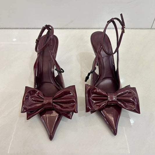 Rote High Heels mit Schleife und französischem Stil für Damen