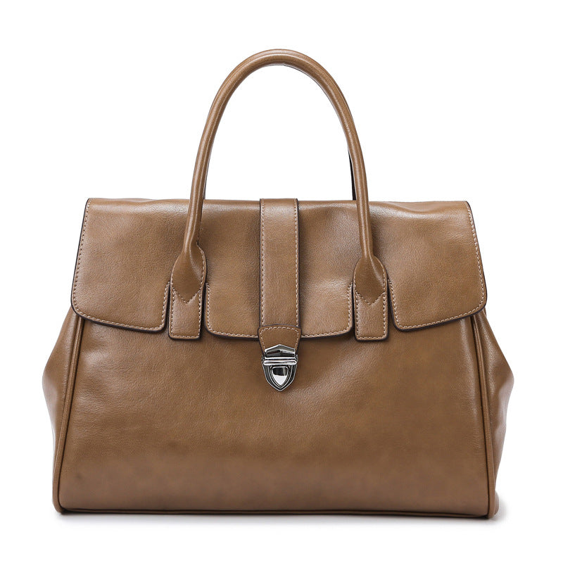 Fashion Large Capacity Simple Temperament Soft Leather Bag