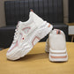 Scarpe da donna bianche con plateau basse e casual sportive primaverili, con aumento dell'altezza