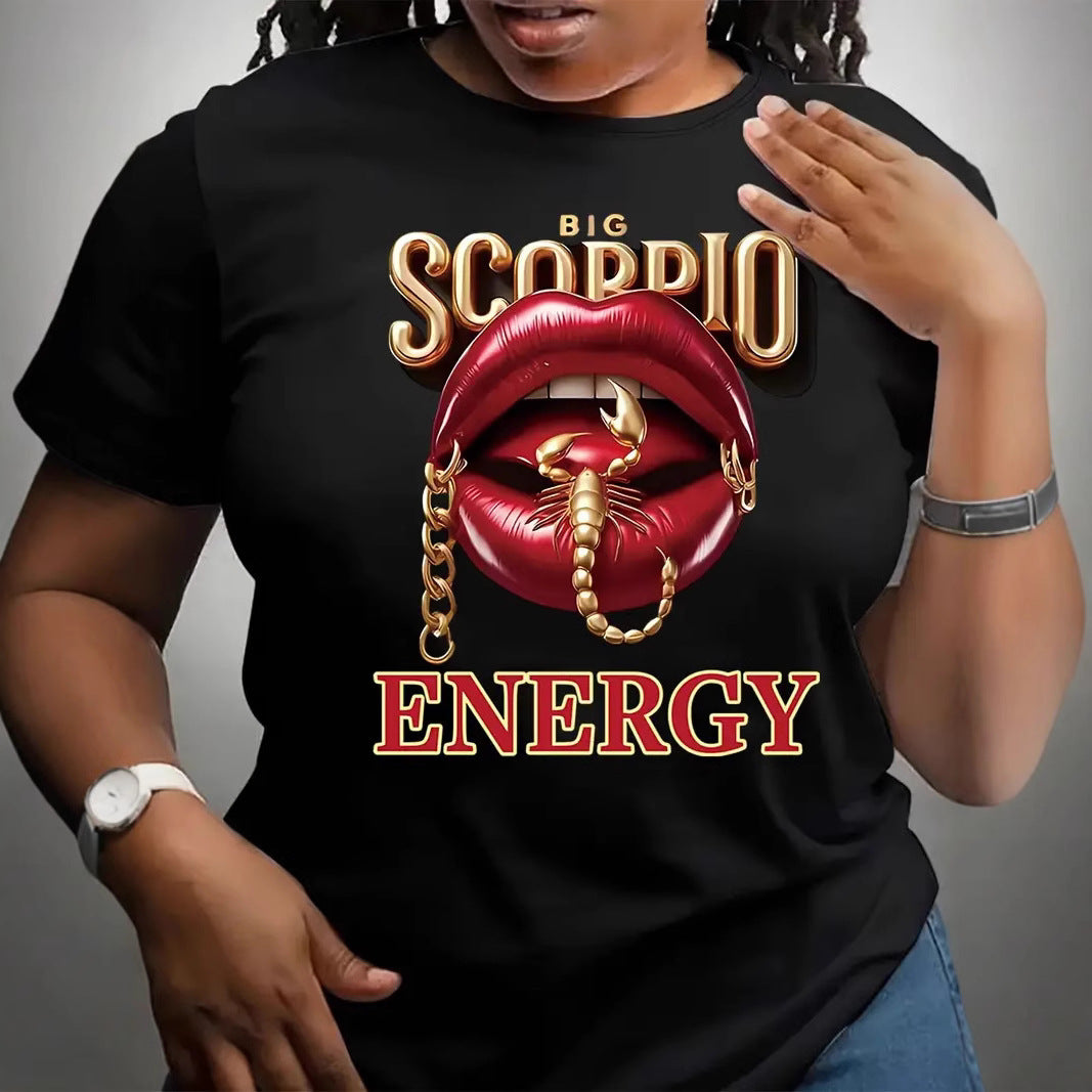 Kurzarm-Oberteil mit Lippenbuchstaben-Print für Damen