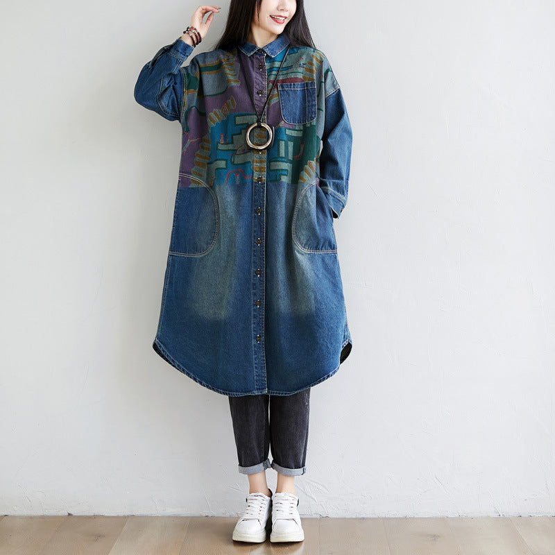 Giacca in denim vintage lavata alla moda da donna