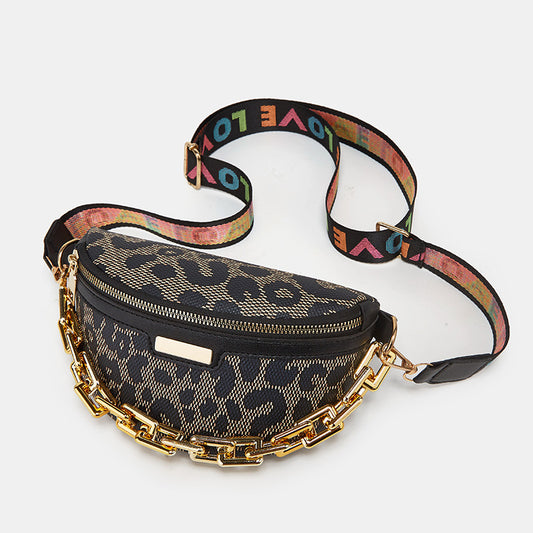 Borsa a tracolla alla moda da donna, borsa a tracolla con stampa leopardata