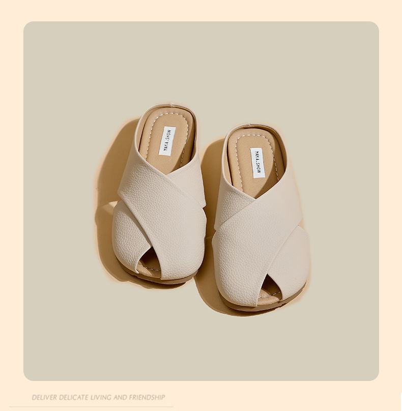 Soft Bottom Closed Toe Low-top Half Slippers For Women