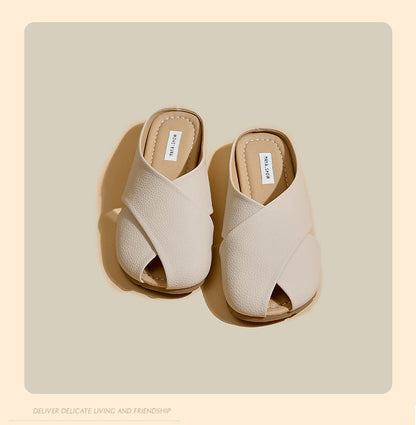 Soft Bottom Closed Toe Low-top Half Slippers For Women