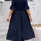 V-neck Stitching Multicolor Long Large Hem Plus Size Dress