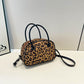 Vintage Leopard Print Bowling Handbag For Women