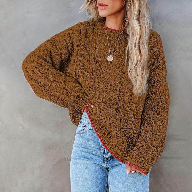 Top multicolore con scollo rotondo alla moda da donna