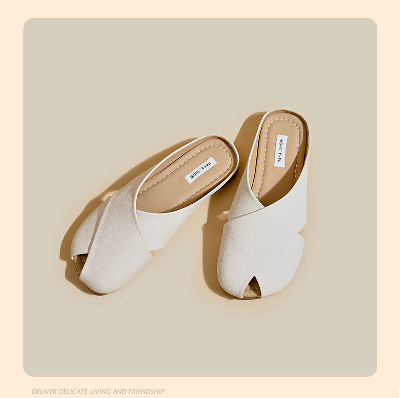 Soft Bottom Closed Toe Low-top Half Slippers For Women