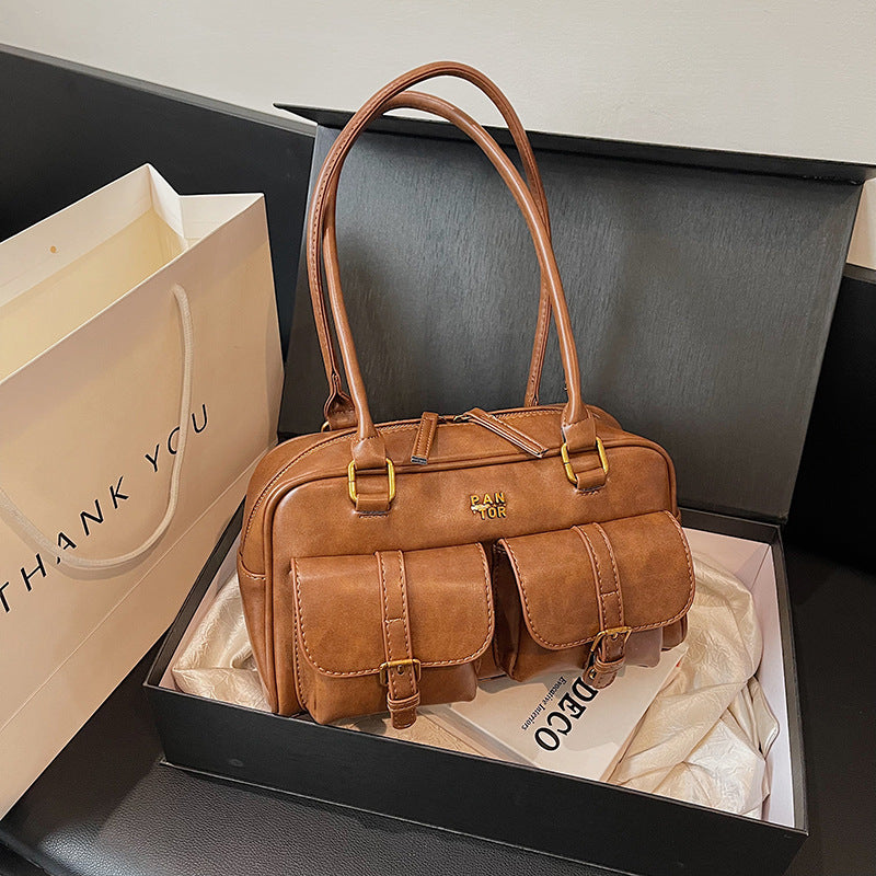 Borsa a tracolla Boston vintage marrone Maillard