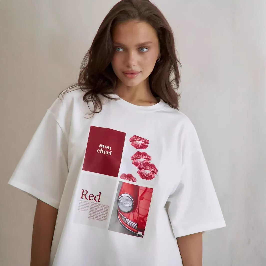 Lockeres, All-Match-Oberteil mit Cross-Border-Print