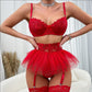 Sexy Damen Spitzen-Netz-Minirock mit Blumendruck