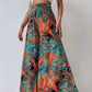 Modische Chiffon-Hose mit weitem Bein und Blumenmuster für Damen