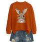 Brown Rabbit Bow Round Neck Sports Sweater