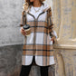 Women's Plaid Loose-fitting Casual Hooded Coat