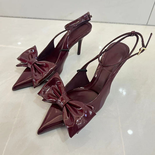 Rote High Heels mit Schleife und französischem Stil für Damen