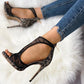 Sexy Lace Back Zipper Peep Toe Stiletto Heel Sandals