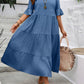 V-neck Stitching Multicolor Long Large Hem Plus Size Dress