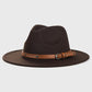Cintura monocromatica con fibbia in metallo, semplice cappello da cowboy jazz a tesa larga