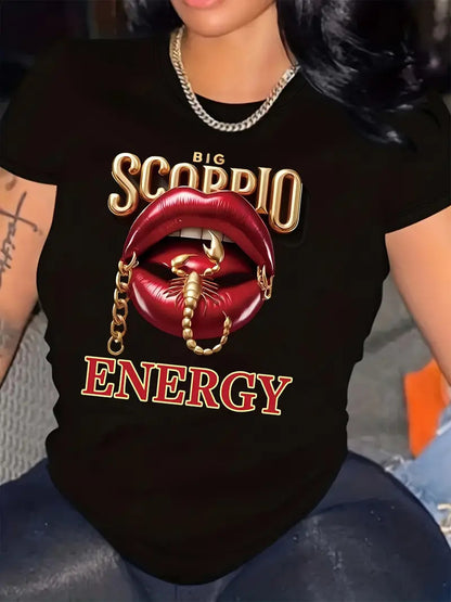 Kurzarm-Oberteil mit Lippenbuchstaben-Print für Damen