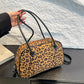 Vintage Leopard Print Bowling Handbag For Women