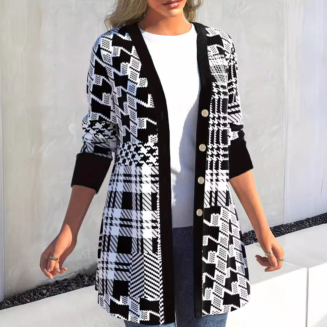 Cardigan casual largo a maniche lunghe