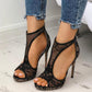 Sexy Lace Back Zipper Peep Toe Stiletto Heel Sandals